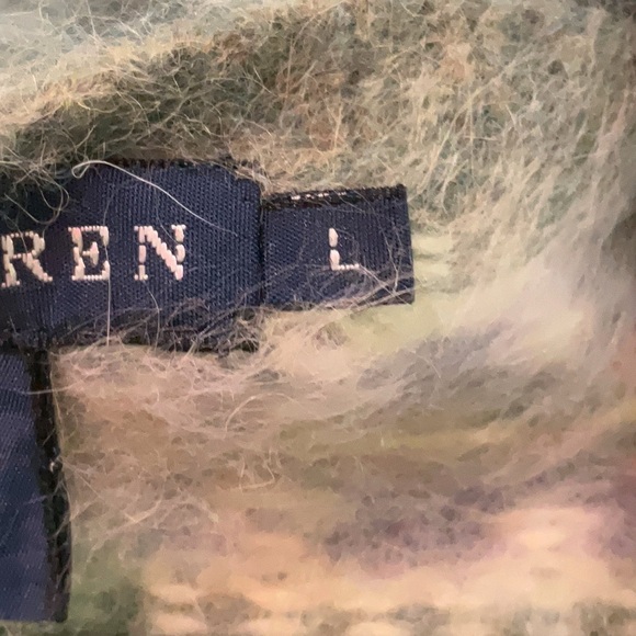 Vintage Ralph Lauren Angora Fair Isle Cardigan Sweater Button Up Rabbit Fur 90s - Picture 9 of 9